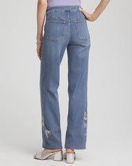 Chico's Embroidered Pull-On Wide-Leg Jeans SORAYA INDIGO