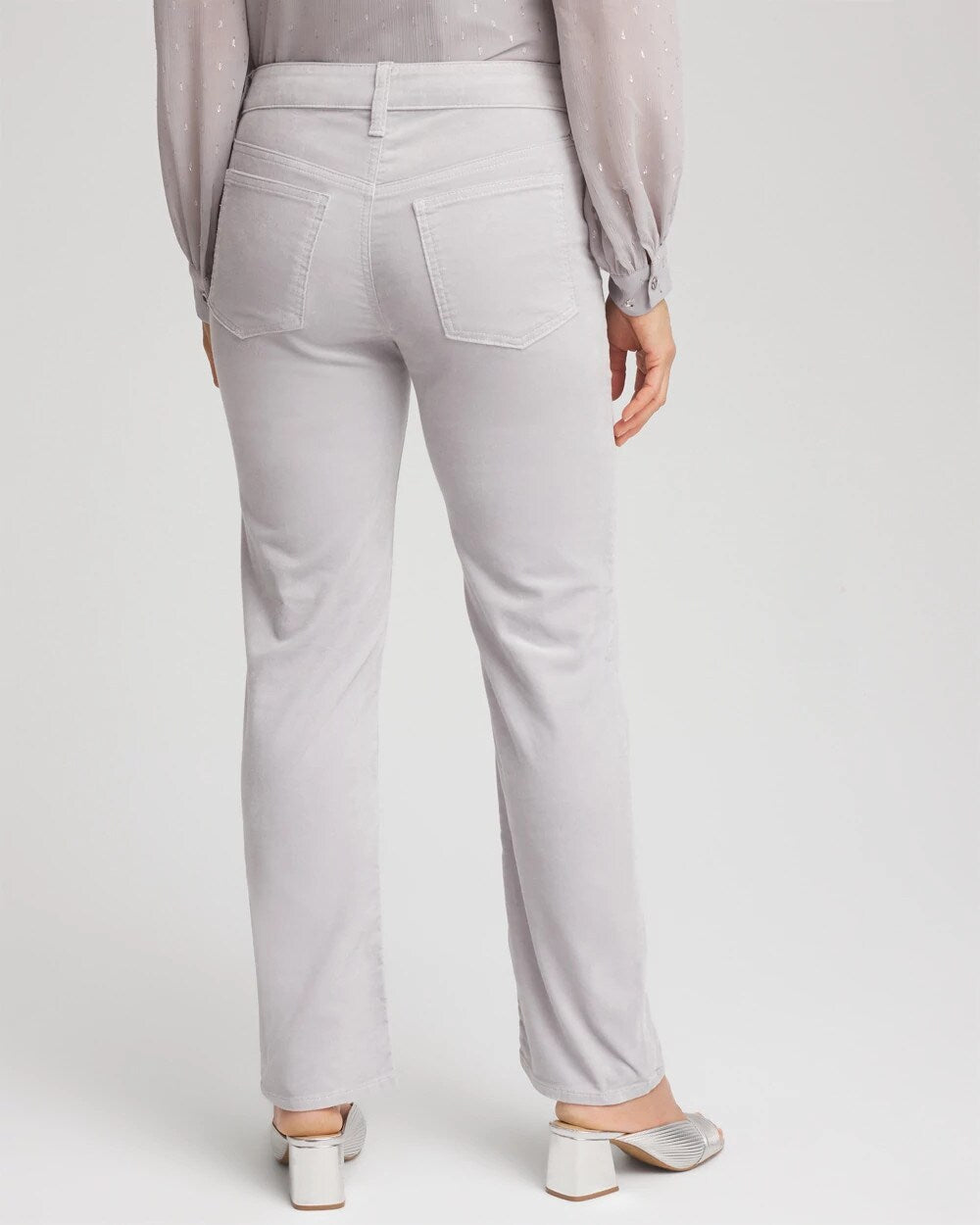 Chico's Velveteen Pull-On Flared Jeans DOVE GRAY