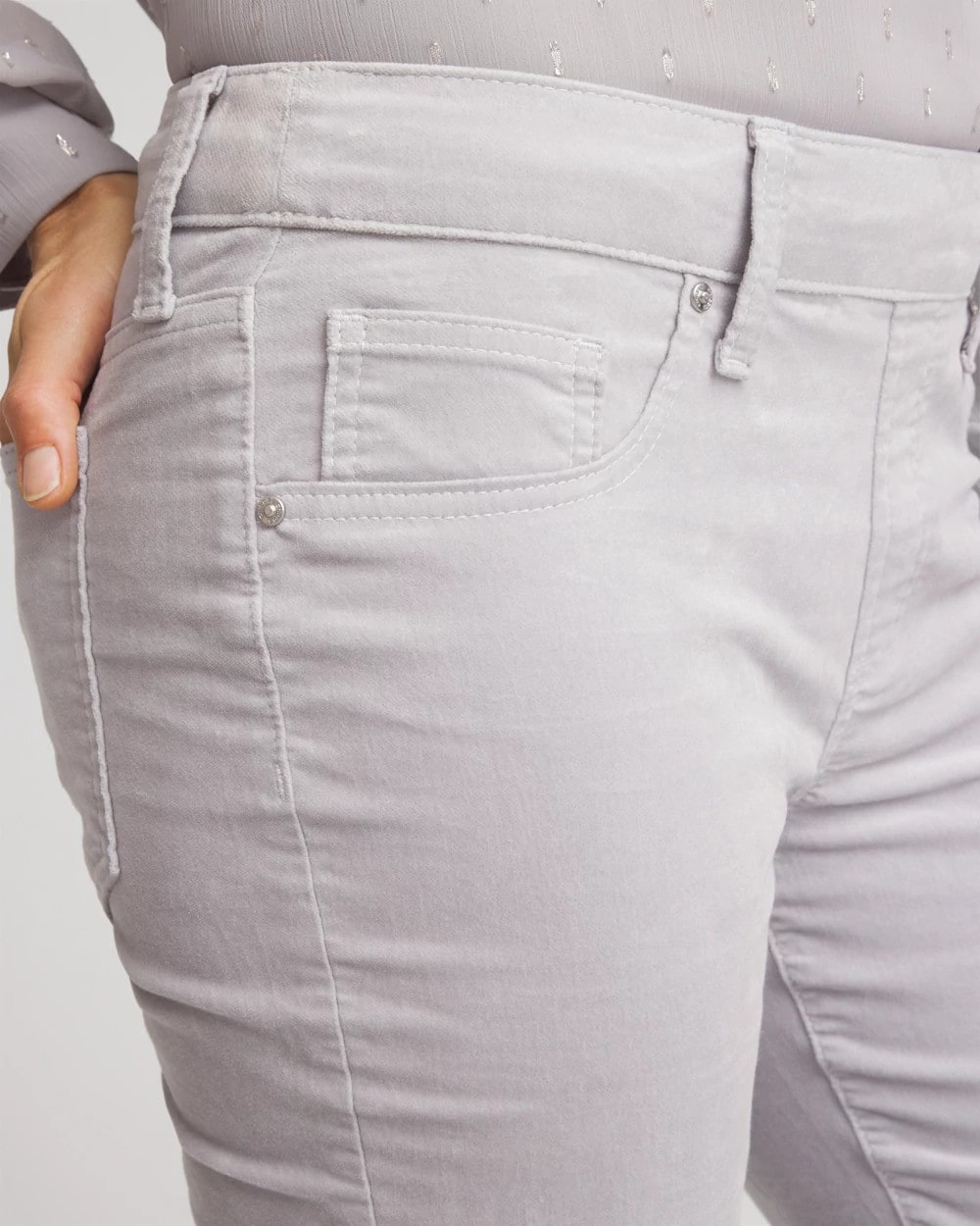 Chico's Velveteen Pull-On Flared Jeans DOVE GRAY
