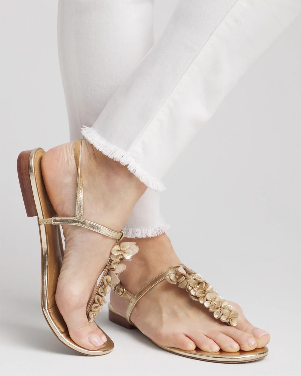 Chico's No-Stain Girlfriend Frayed Ankle Jeans ALABASTER