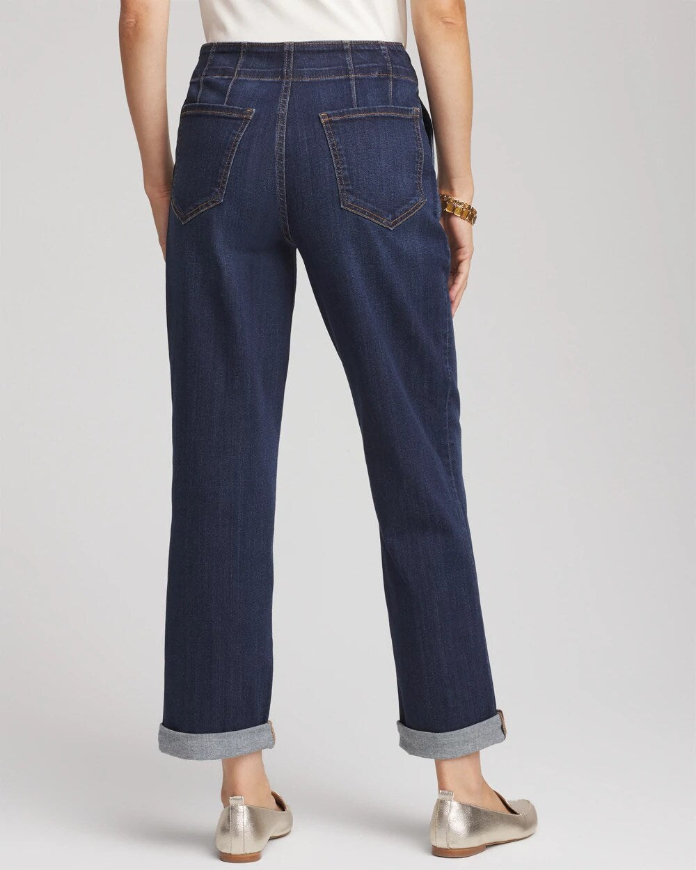 Chico's Pull-On Boyfriend Cropped Jeans BRIDGE STREET INDIGO
