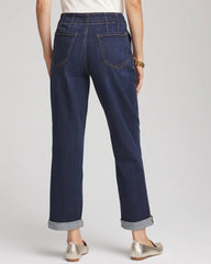 Chico's Pull-On Boyfriend Cropped Jeans BRIDGE STREET INDIGO
