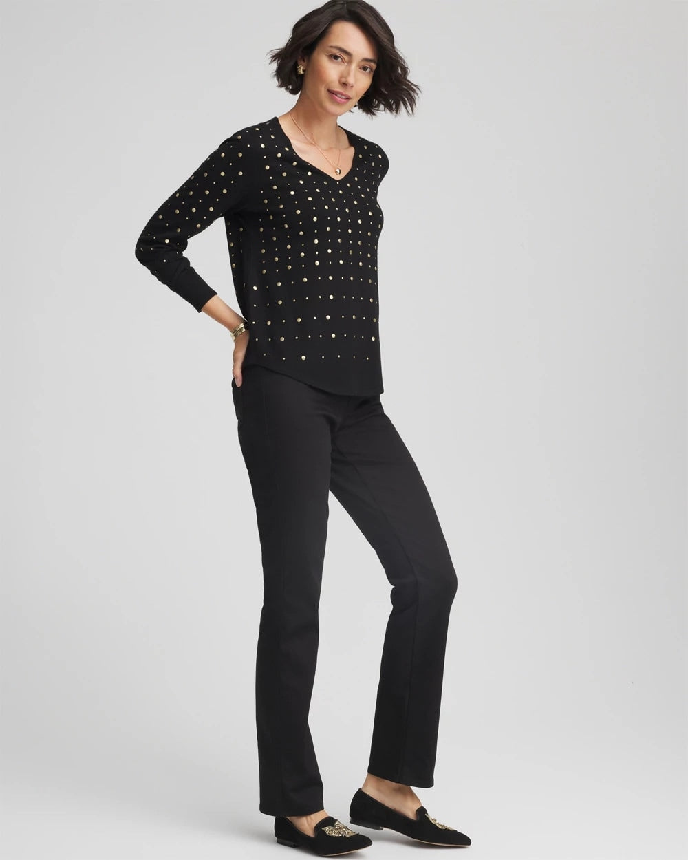 Chico's Pull-On Straight Jeans BLACK