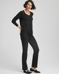 Chico's Pull-On Straight Jeans BLACK