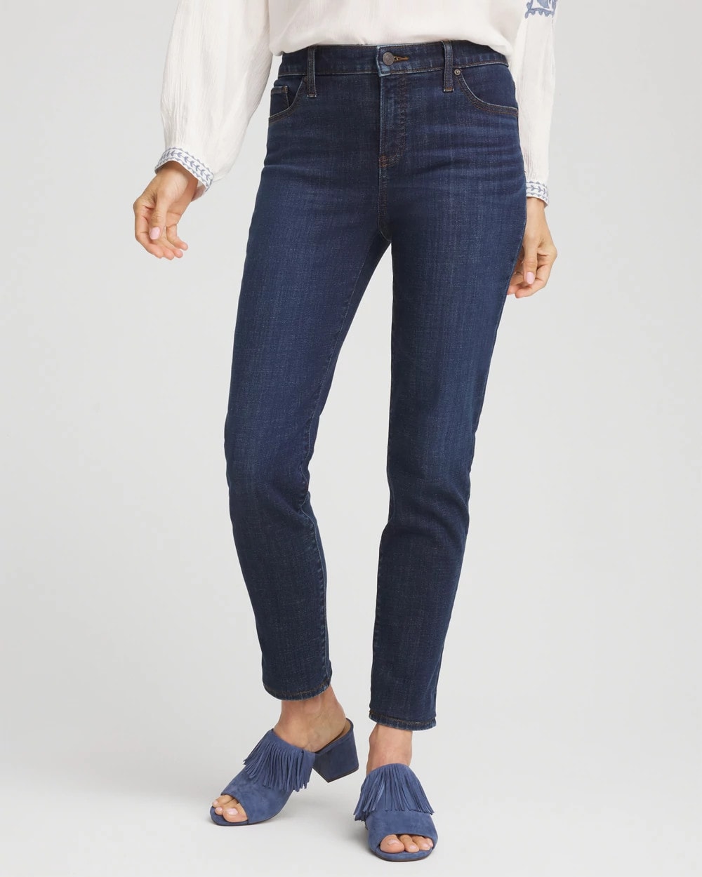 Chico's Girlfriend Slim Ankle Jeans DARK SAPPHIRE INDIGO