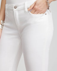 Chico's No-Stain Girlfriend Frayed Flared Jeans ALABASTER