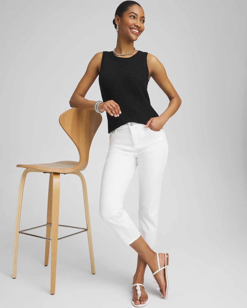 Chico's No Stain Girlfriend Cropped Jeans ALABASTER
