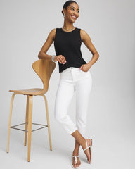 Chico's No Stain Girlfriend Cropped Jeans ALABASTER