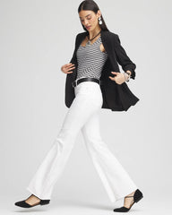 Chico's Girlfriend No Stain Frayed Flared Jeans ALABASTER