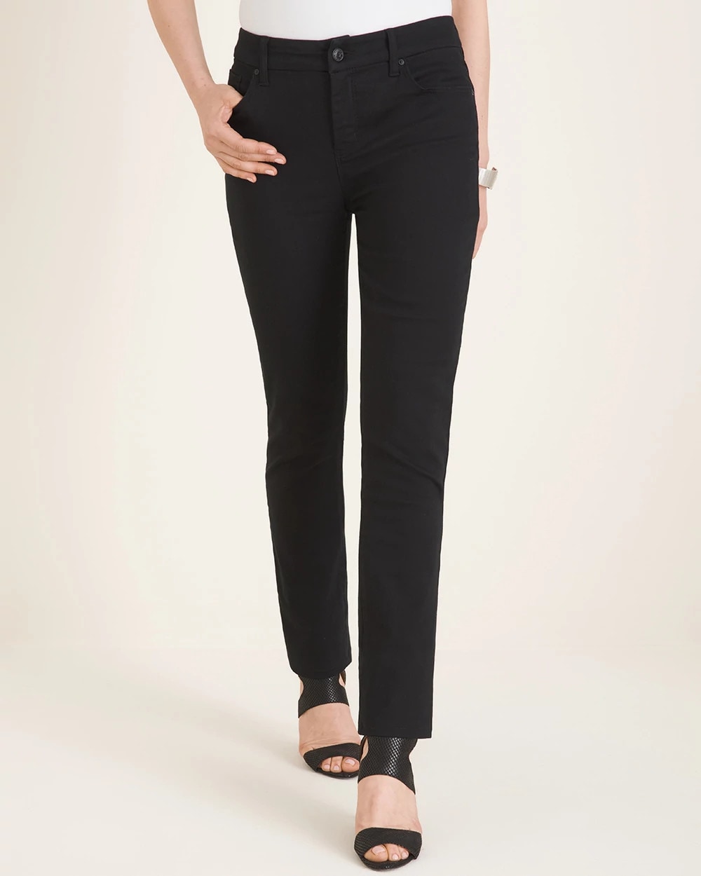 Chico's Girlfriend Slim Straight Jeans BLACK