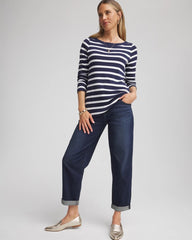 Chico's Cropped Boyfriend Jeans ARIEL SEA INDIGO
