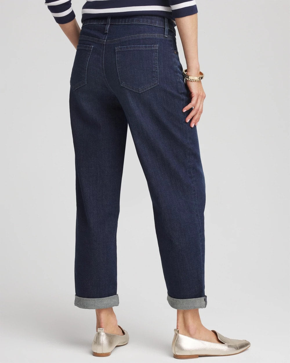 Chico's Cropped Boyfriend Jeans ARIEL SEA INDIGO