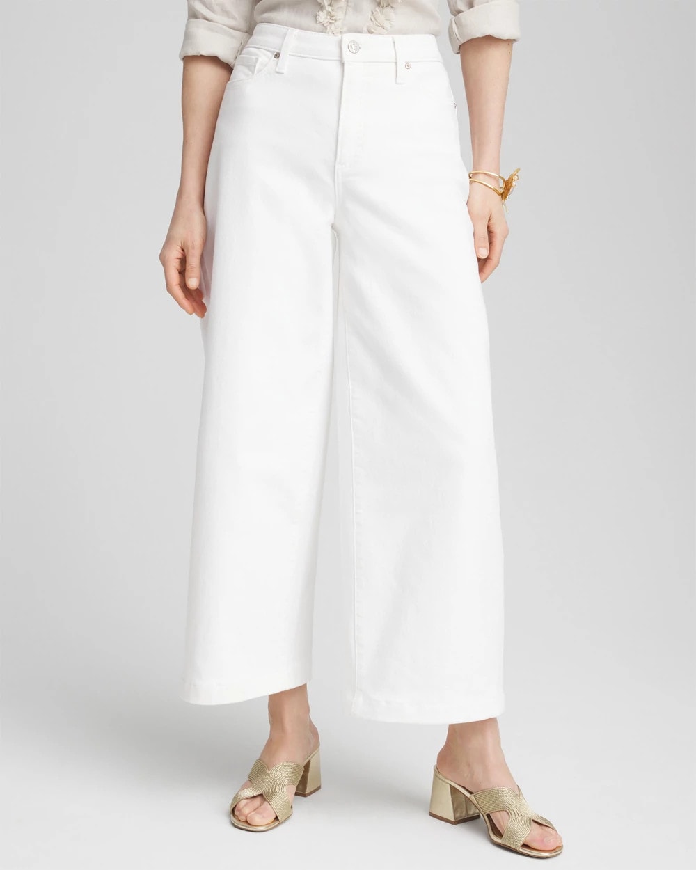 Chico's So Slimming® High-Rise Wide Cropped Jeans ALABASTER