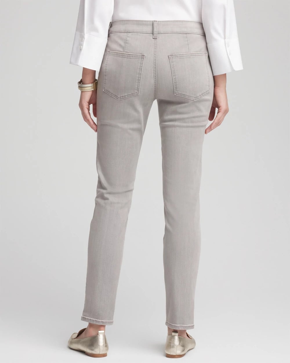 Chico's Silver Pull-On Slim Ankle Jeggings SILVER BIRCH WASH