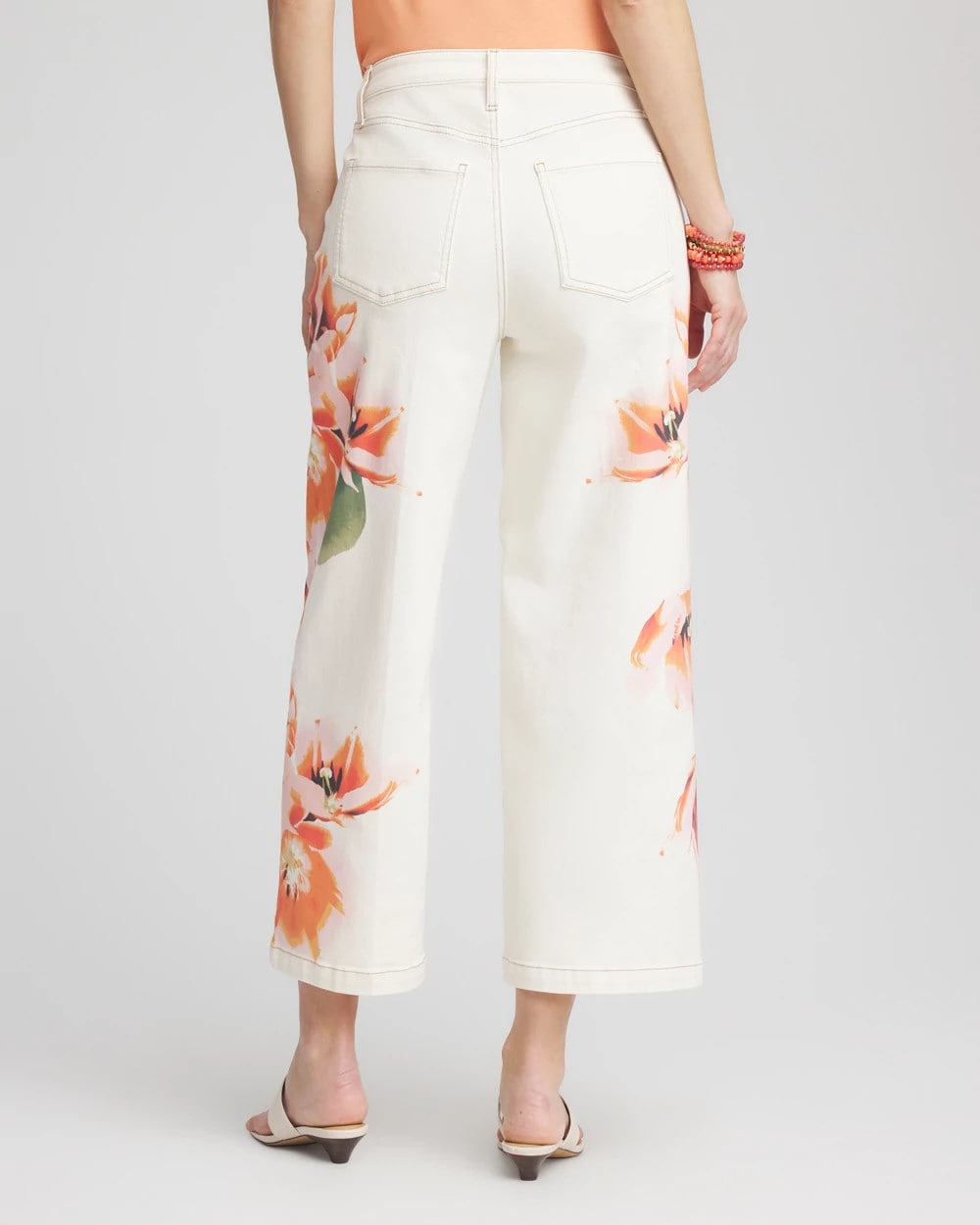 Chico's Floral High-Rise Wide-Leg Cropped Jeans SEA SALT