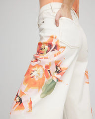 Chico's Floral High-Rise Wide-Leg Cropped Jeans SEA SALT