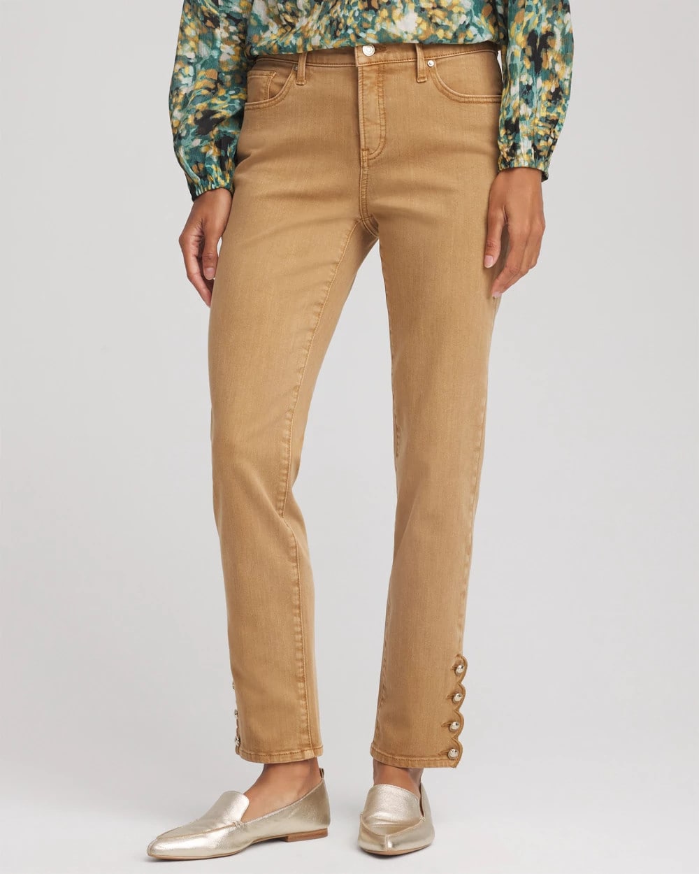 Chico's Girlfriend Slim Ankle Jeans CARAMEL APPLE