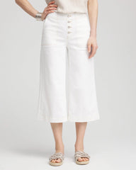 Chico's No Stain Pull-On Wide Capri Jeans ALABASTER