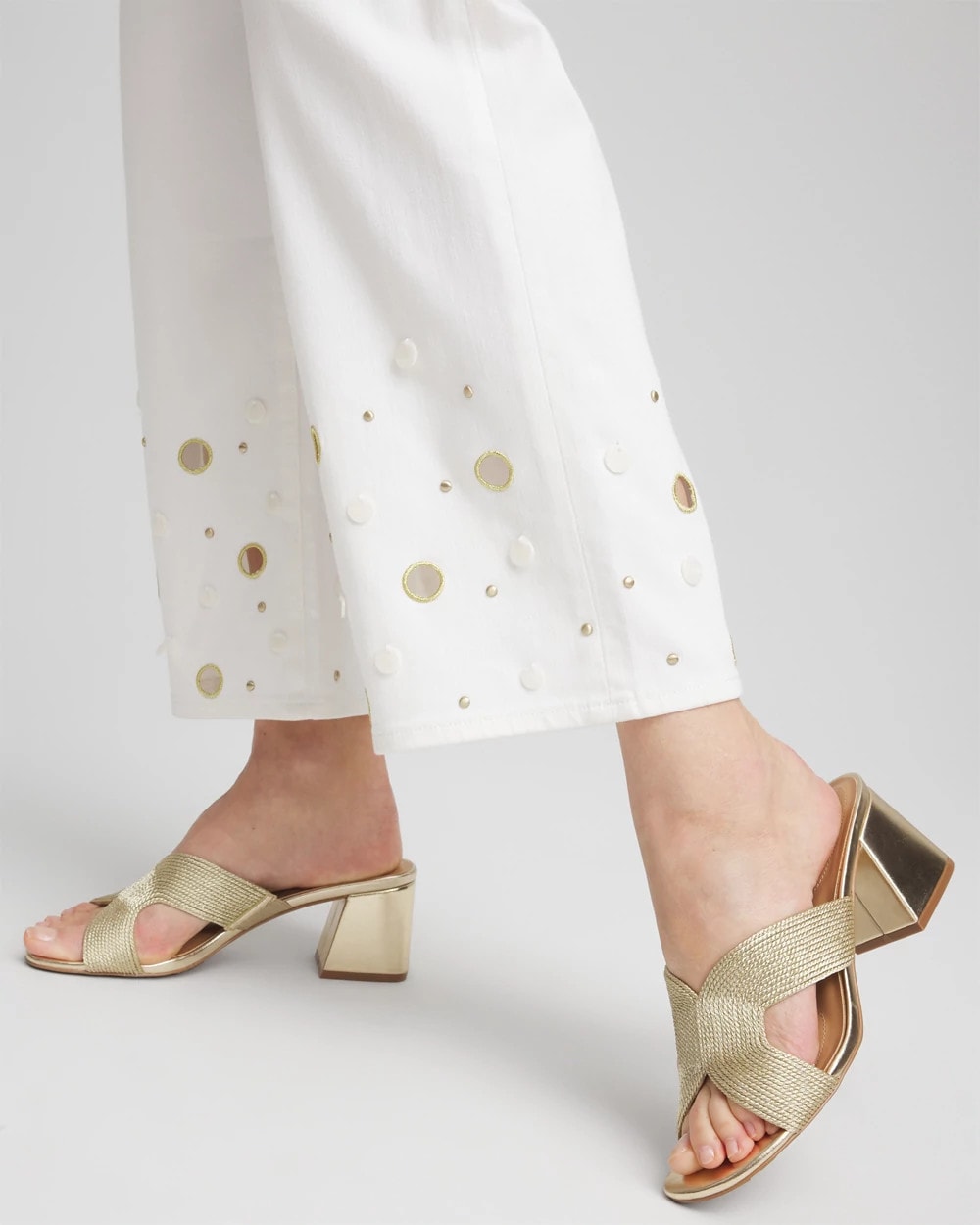Chico's Pull-On Embellished Straight-Leg Cropped Jeans ALABASTER