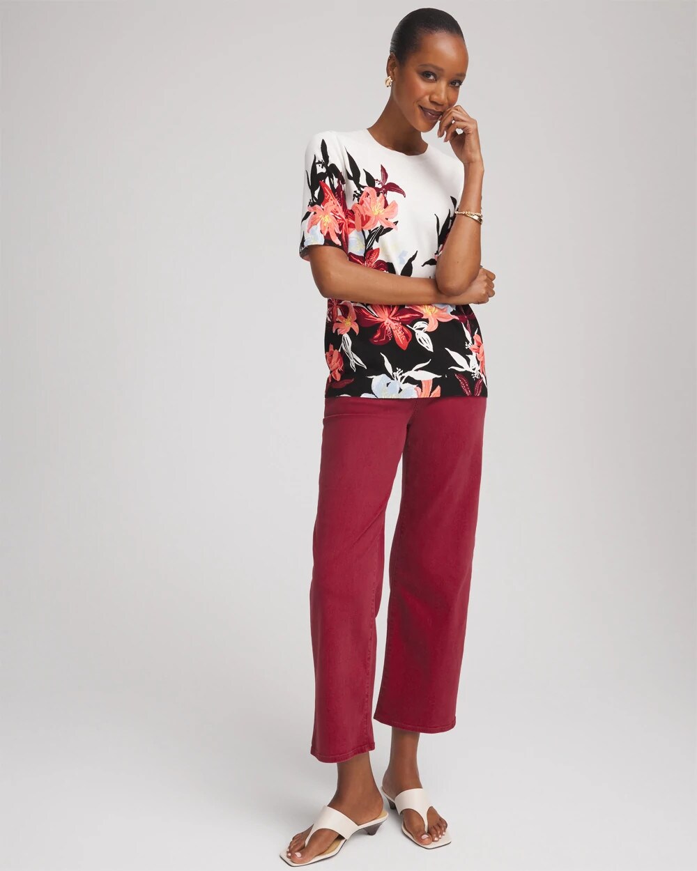 Chico's Girlfriend Cropped Wide-Leg Jean RUSSET RED