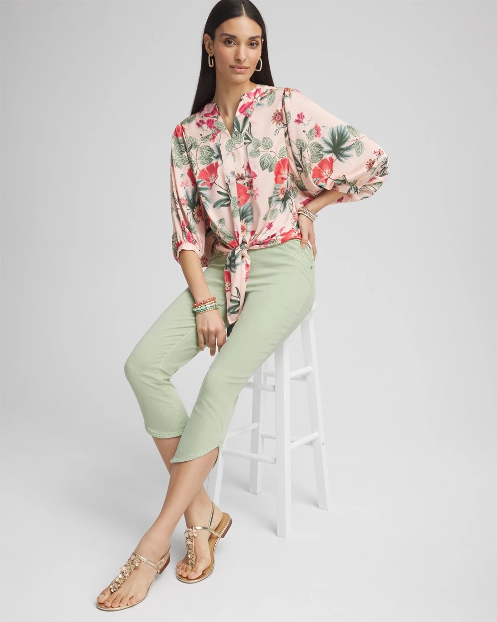Chico's Pull-On Dolphin-Hemmed Capri Jeans MOROCCAN MINT