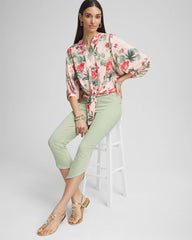 Chico's Pull-On Dolphin-Hemmed Capri Jeans MOROCCAN MINT
