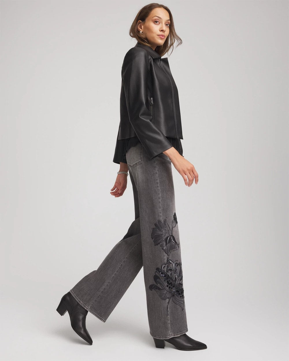 Chico's Printed High-Rise Wide-Leg Jean WICKLOW WASH