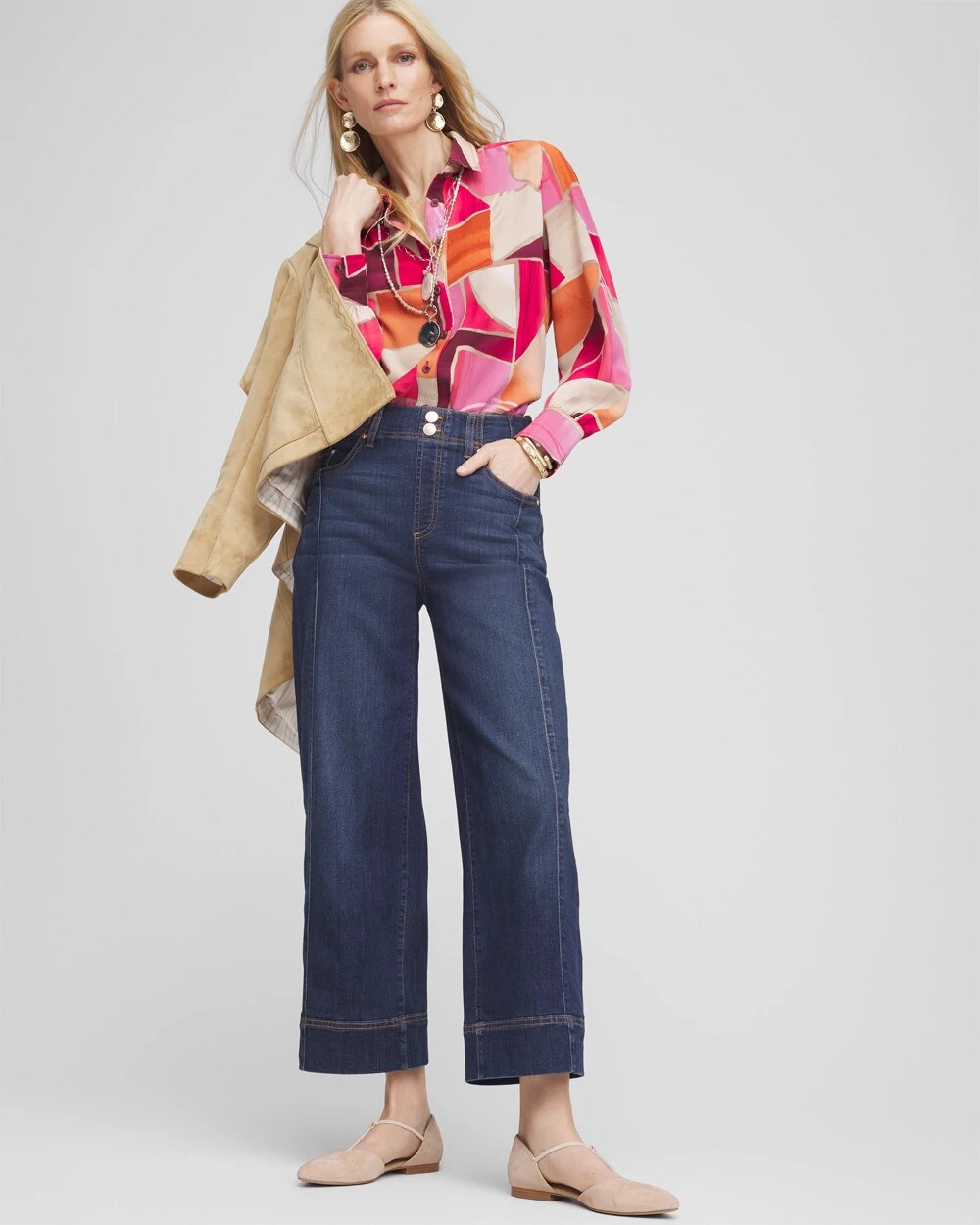 Chico's Pull-On Wide-Leg Cropped Jeans BRIDGE STREET INDIGO