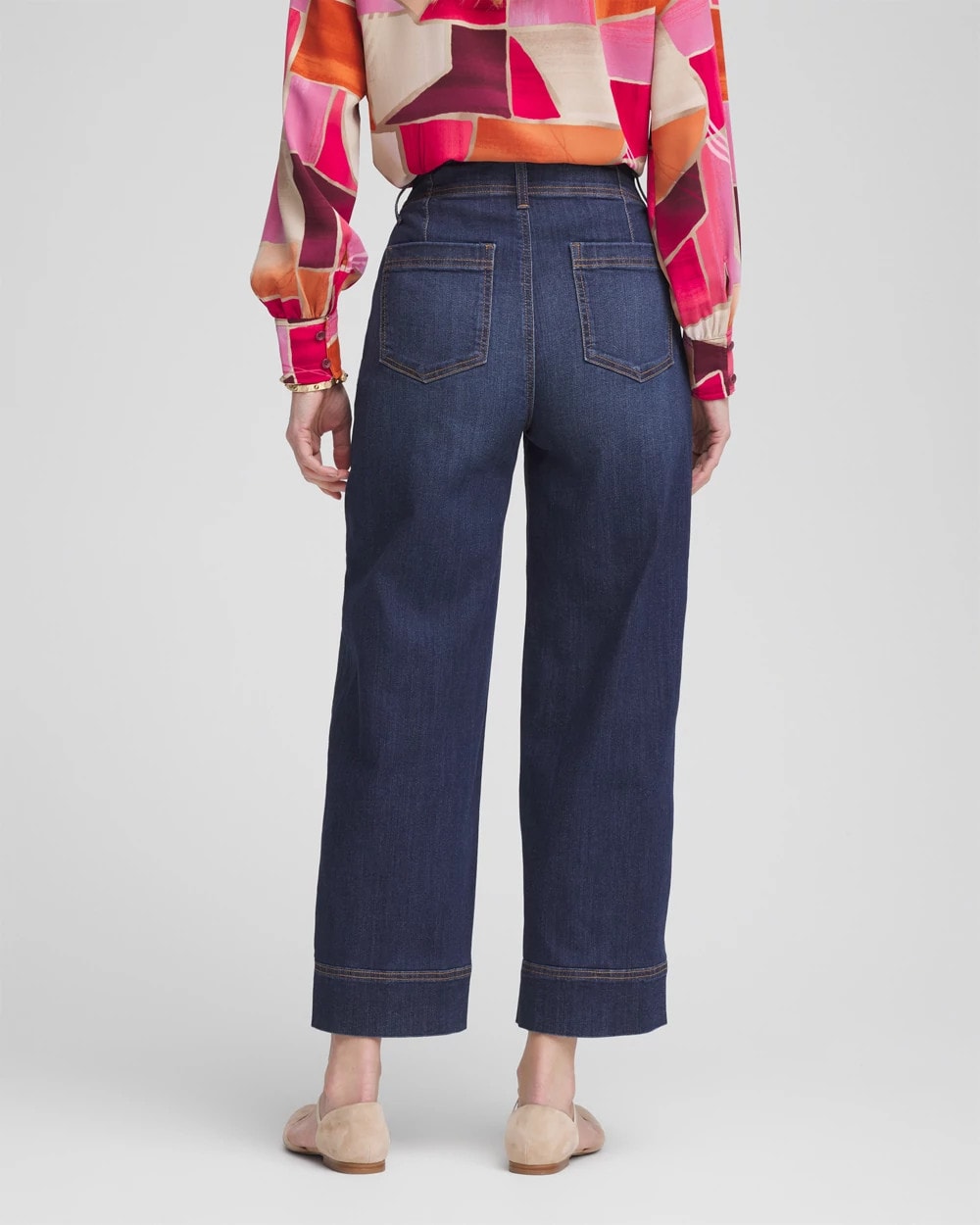 Chico's Pull-On Wide-Leg Cropped Jeans BRIDGE STREET INDIGO
