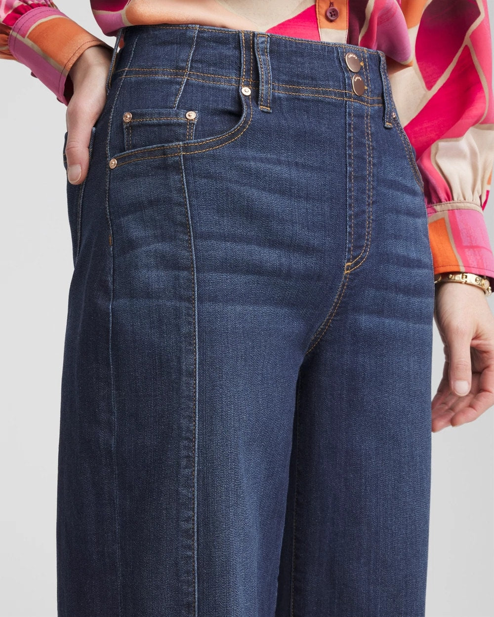 Chico's Pull-On Wide-Leg Cropped Jeans BRIDGE STREET INDIGO