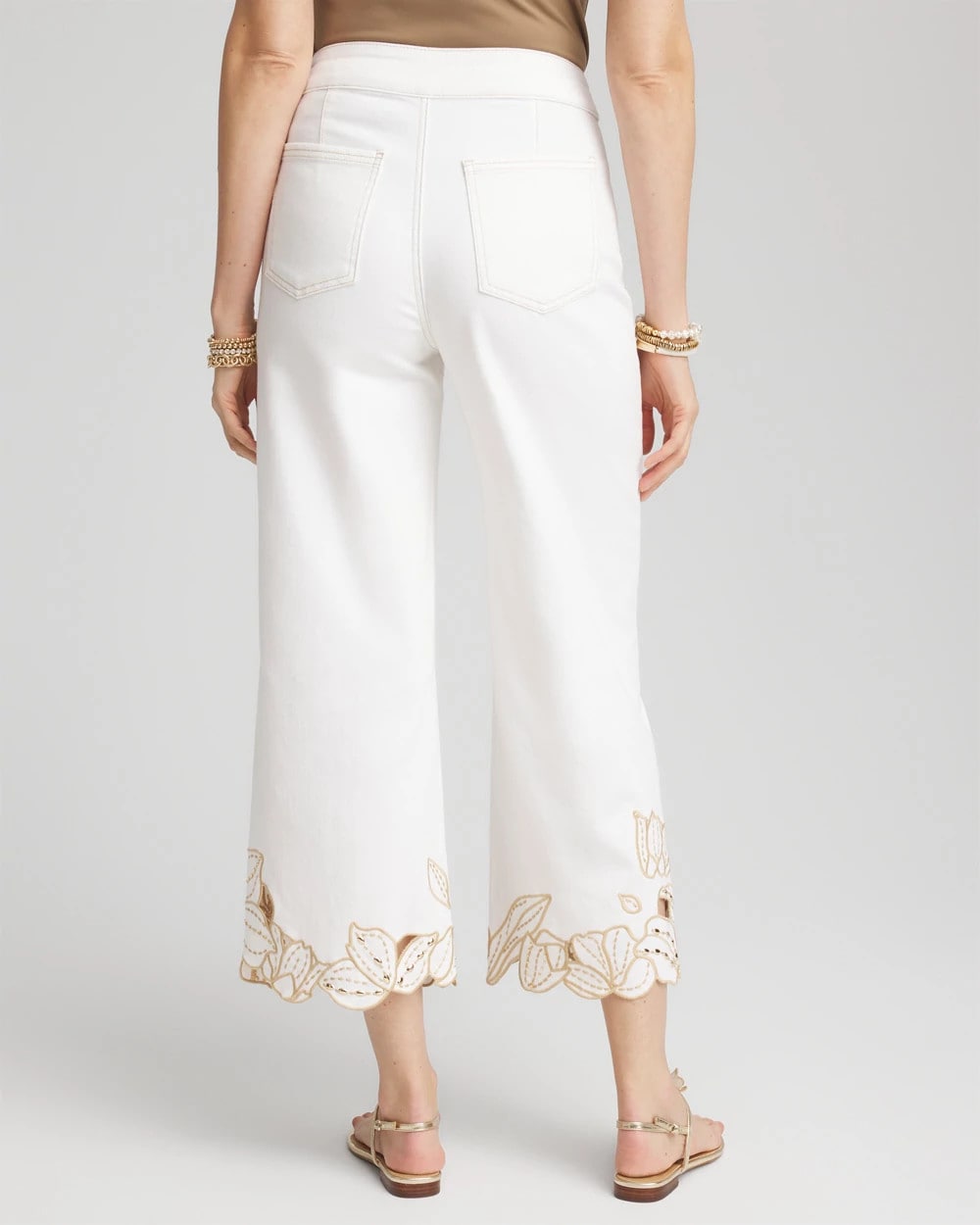 Chico's Pull-On Embellished Cropped Jeans ALABASTER