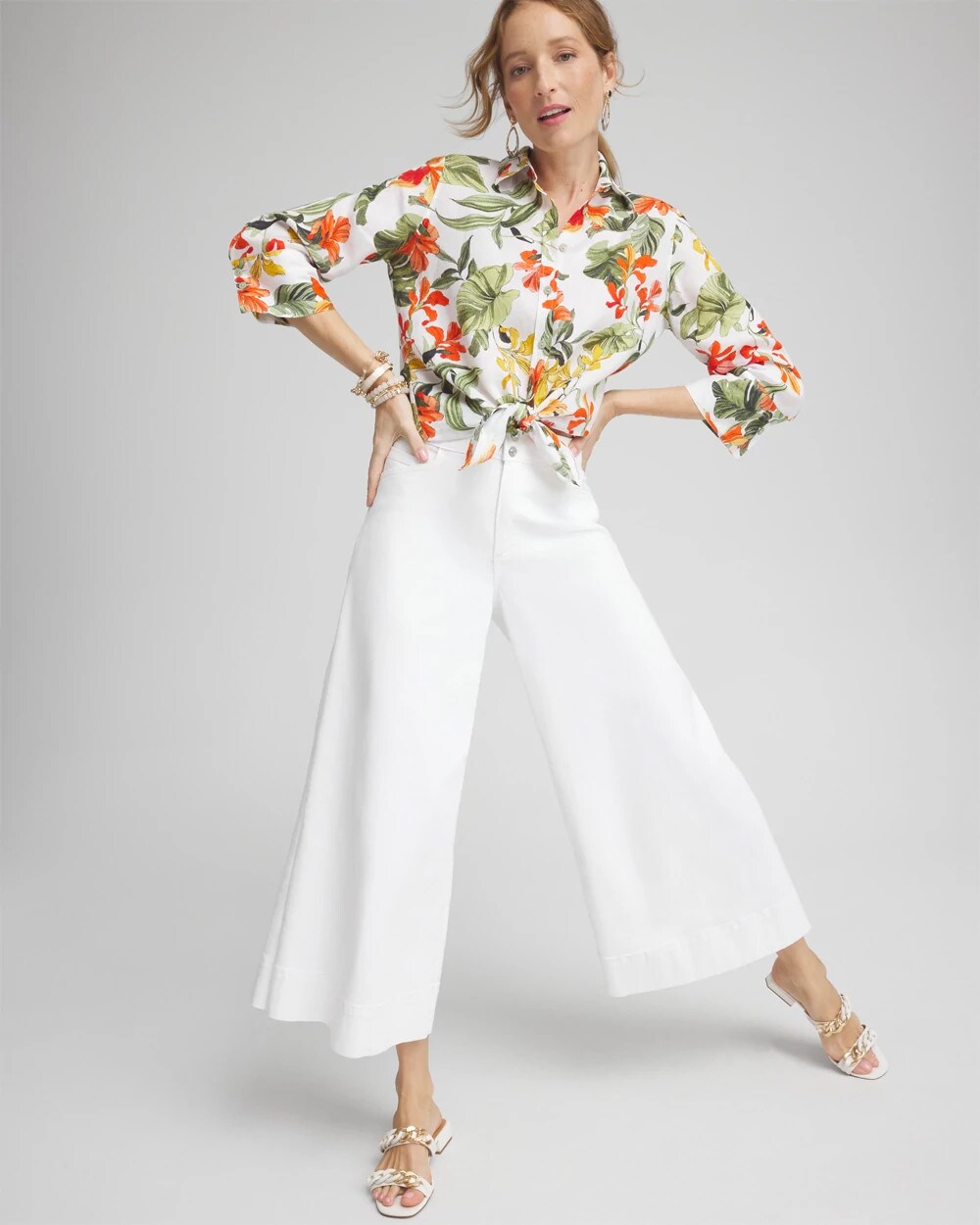 Chico's Denim Trouser Culottes ALABASTER