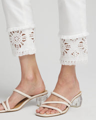 Chico's No Stain Embellished Pull-on Cropped Jeans ALABASTER