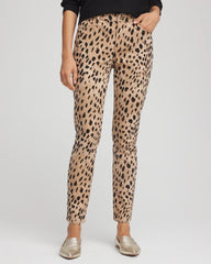 Chico's Leopard Girlfriend Slim Ankle Jeans CARAMEL APPLE