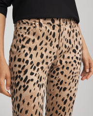 Chico's Leopard Girlfriend Slim Ankle Jeans CARAMEL APPLE