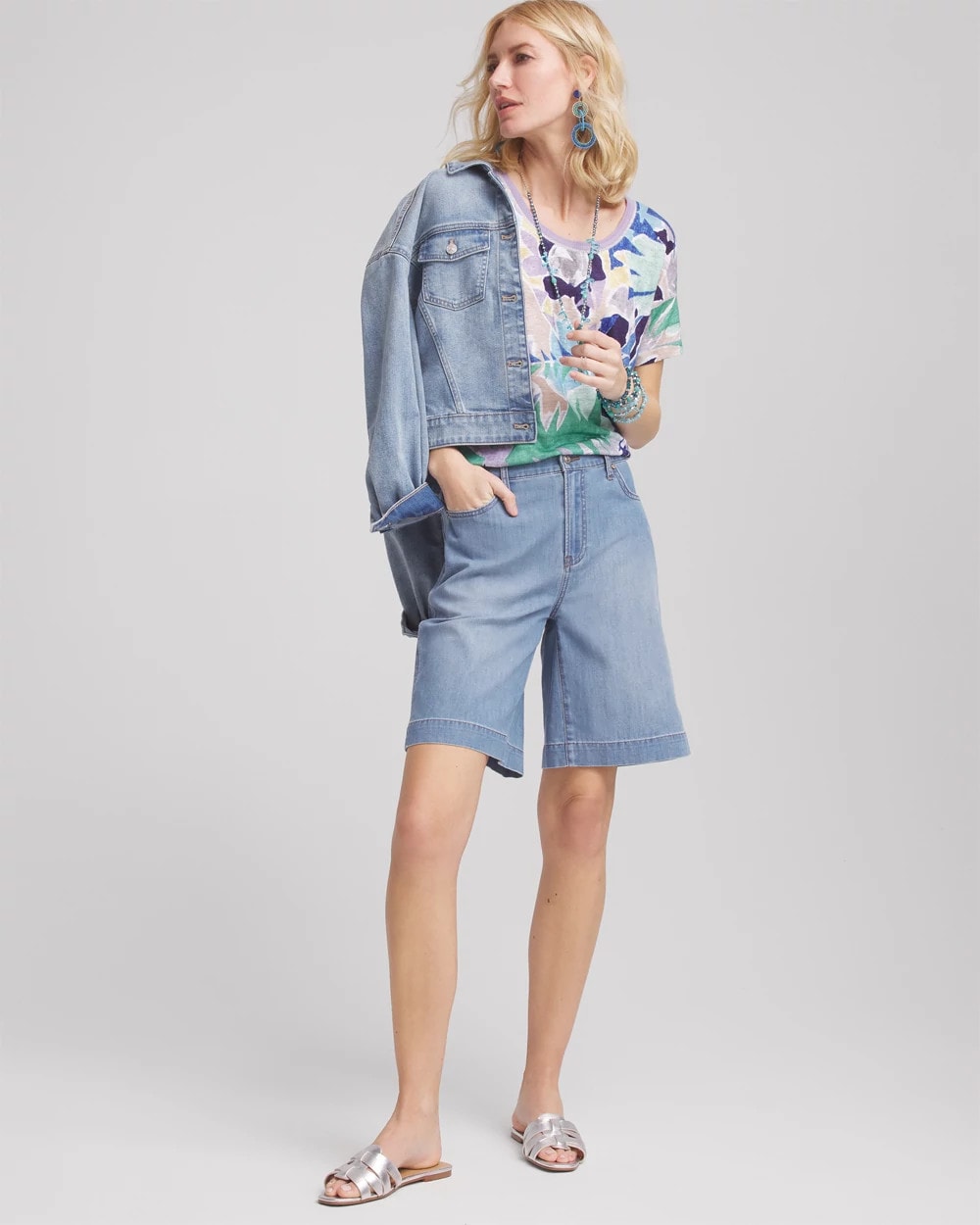 Chico's Lightweight Summer Jean Shorts CARESSA INDIGO