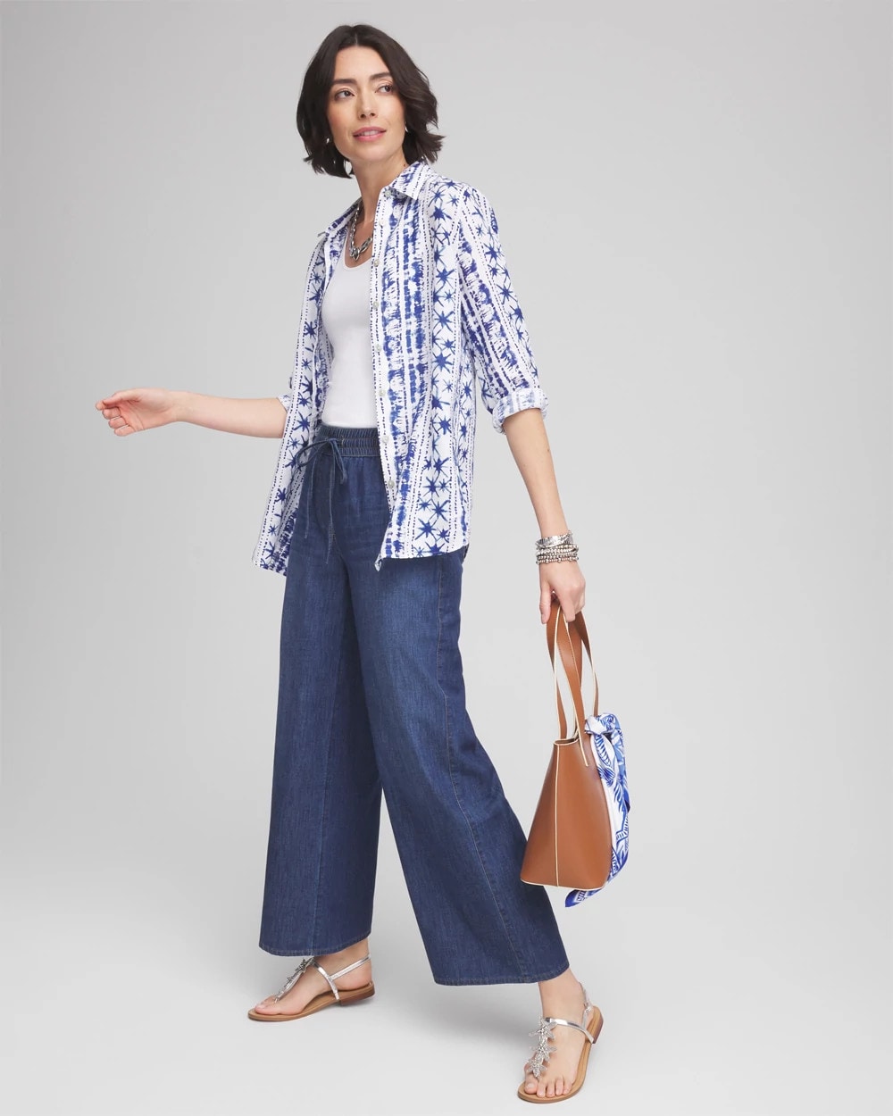 Chico's Lightweight Drawstring Ankle Jeans SOLANA INDIGO