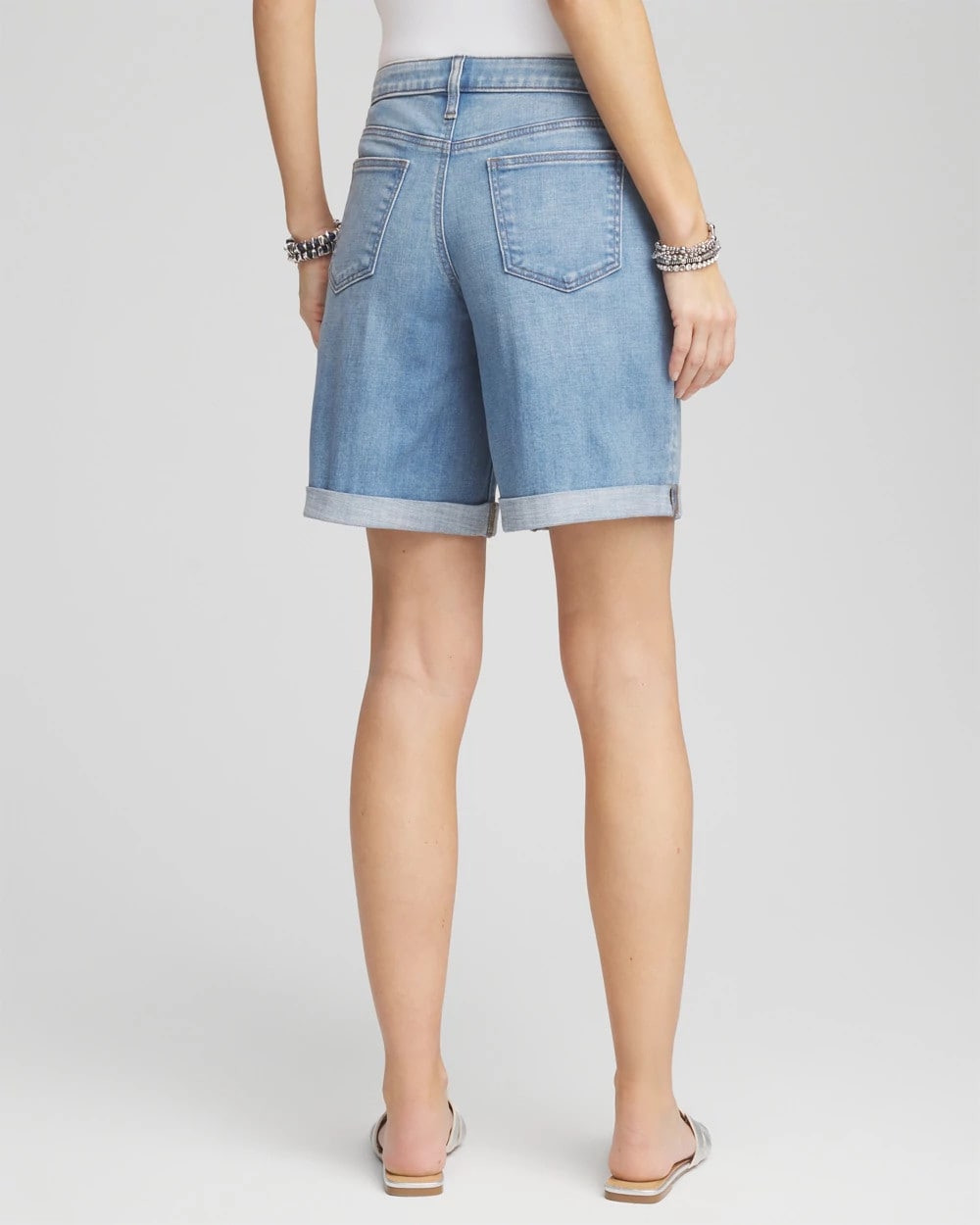 Chico's Girlfriend Cuffed Swing Denim Shorts PASHMINA INDIGO
