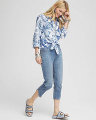 Chico's Pull-On Dolphin-Hemmed Capri Jeans HELENA INDIGO
