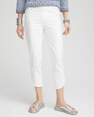 Chico's No Stain Pull-On Dolphin-Hem Capri Jeans ALABASTER