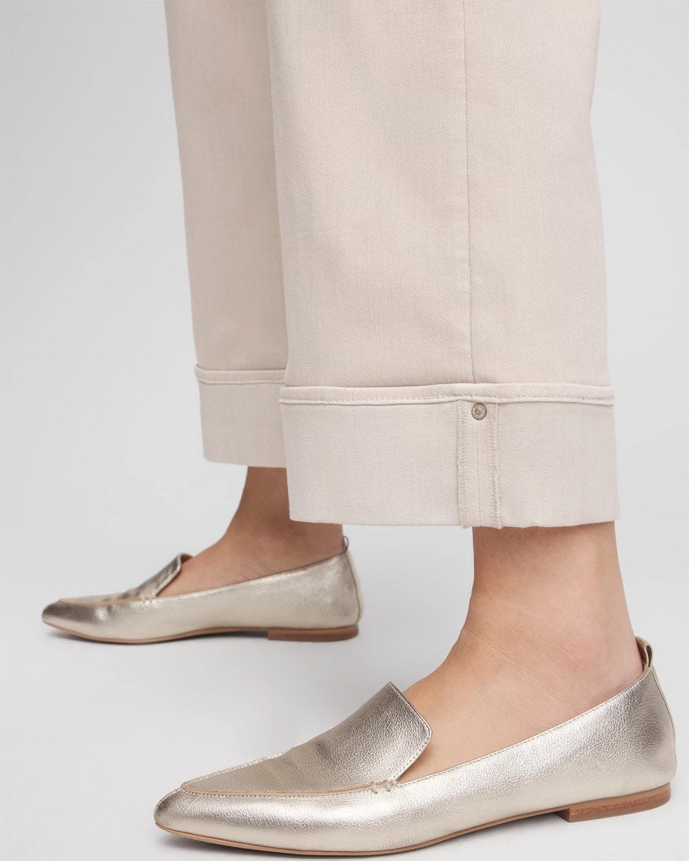Chico's Pull-On Wide Leg Cuffed Jeans SMOKEY TAUPE