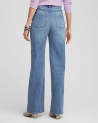 Chico's Embellished High Rise Wide Leg Jeans MEERA INDIGO