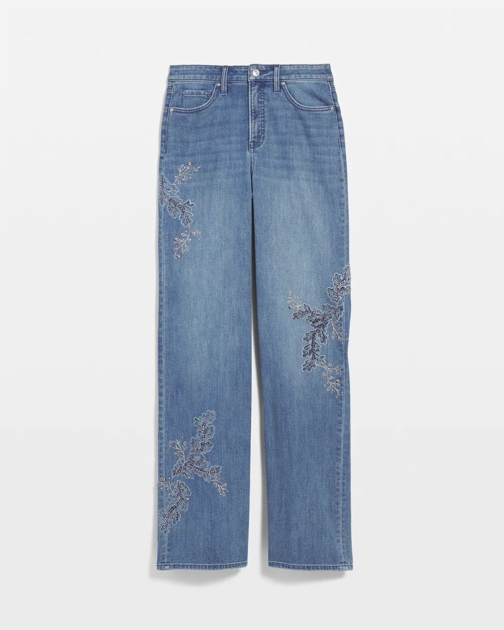 Chico's Embellished High Rise Wide Leg Jeans MEERA INDIGO