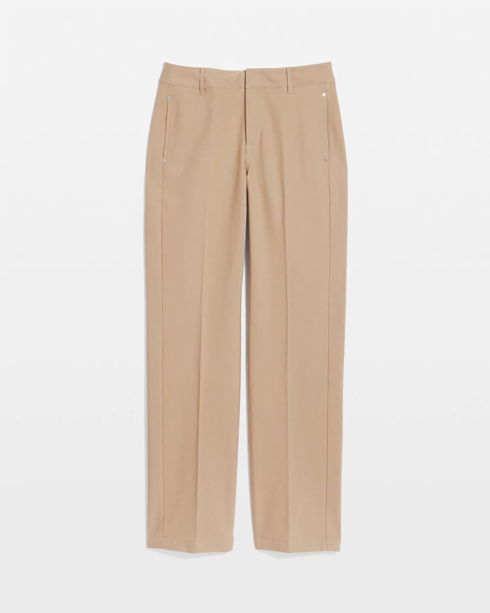 Chico's Cotton Straight-Leg Trousers CATTAIL BROWN