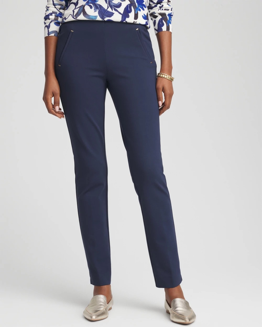 Chico's Juliet Slim Trim Detail Ankle Pants PASSPORT BLUE