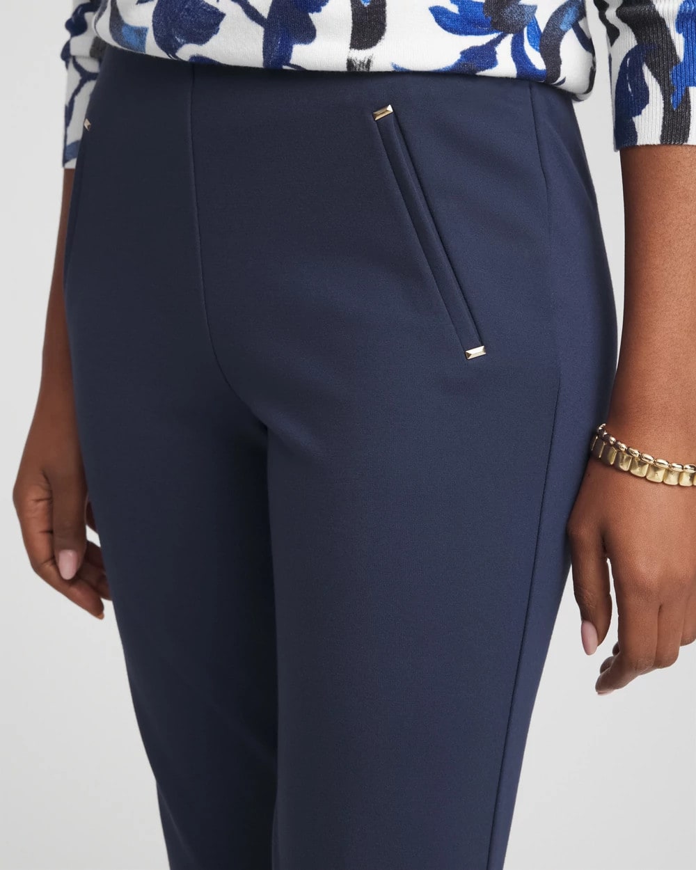 Chico's Juliet Slim Trim Detail Ankle Pants PASSPORT BLUE