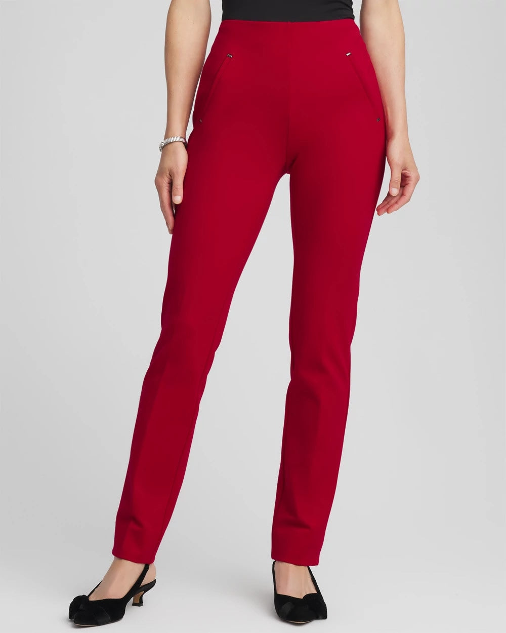 Chico's Juliet Slim Trim Detail Ankle Pants CARMINE RED