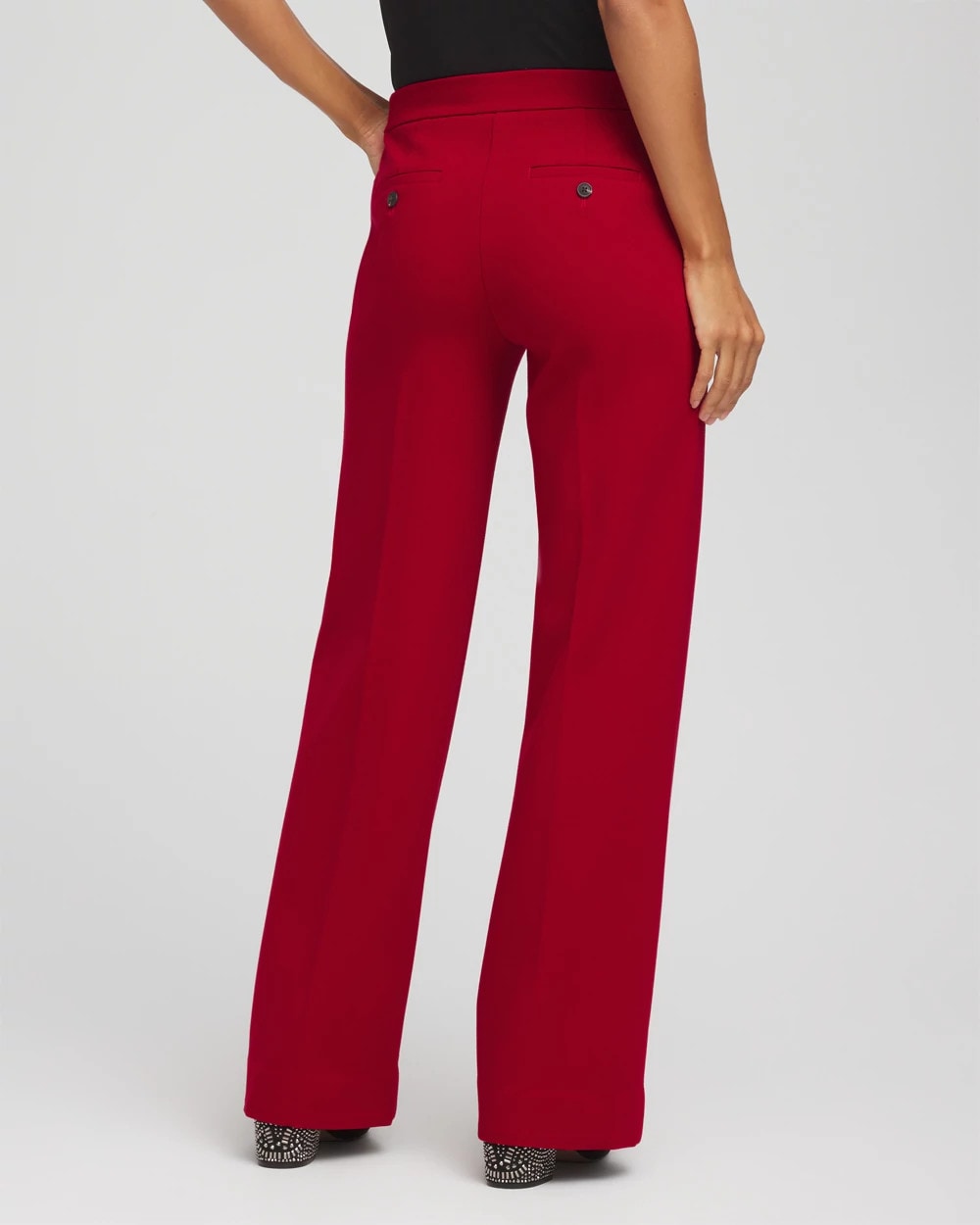 Chico's Emme Wide-Leg Trouser Ponte Pants CARMINE RED