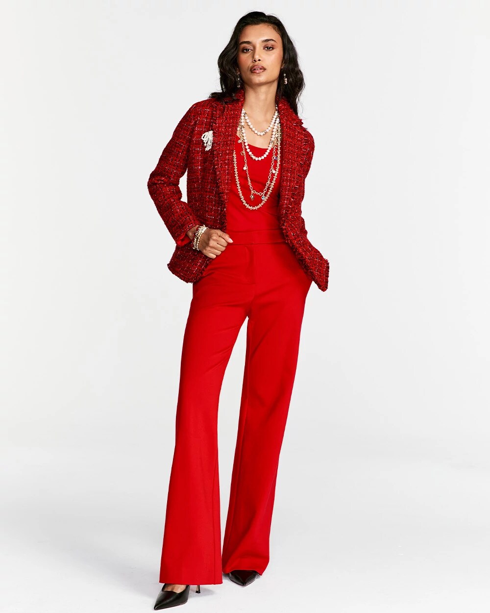 Chico's Emme Wide-Leg Trouser Ponte Pants CARMINE RED
