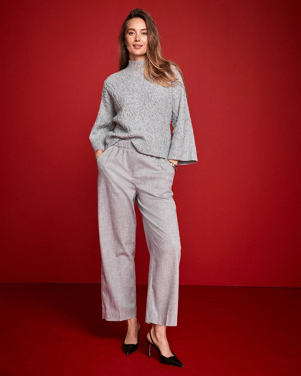 Chico's Shimmer Straight Tapered Ankle Pants SILVER